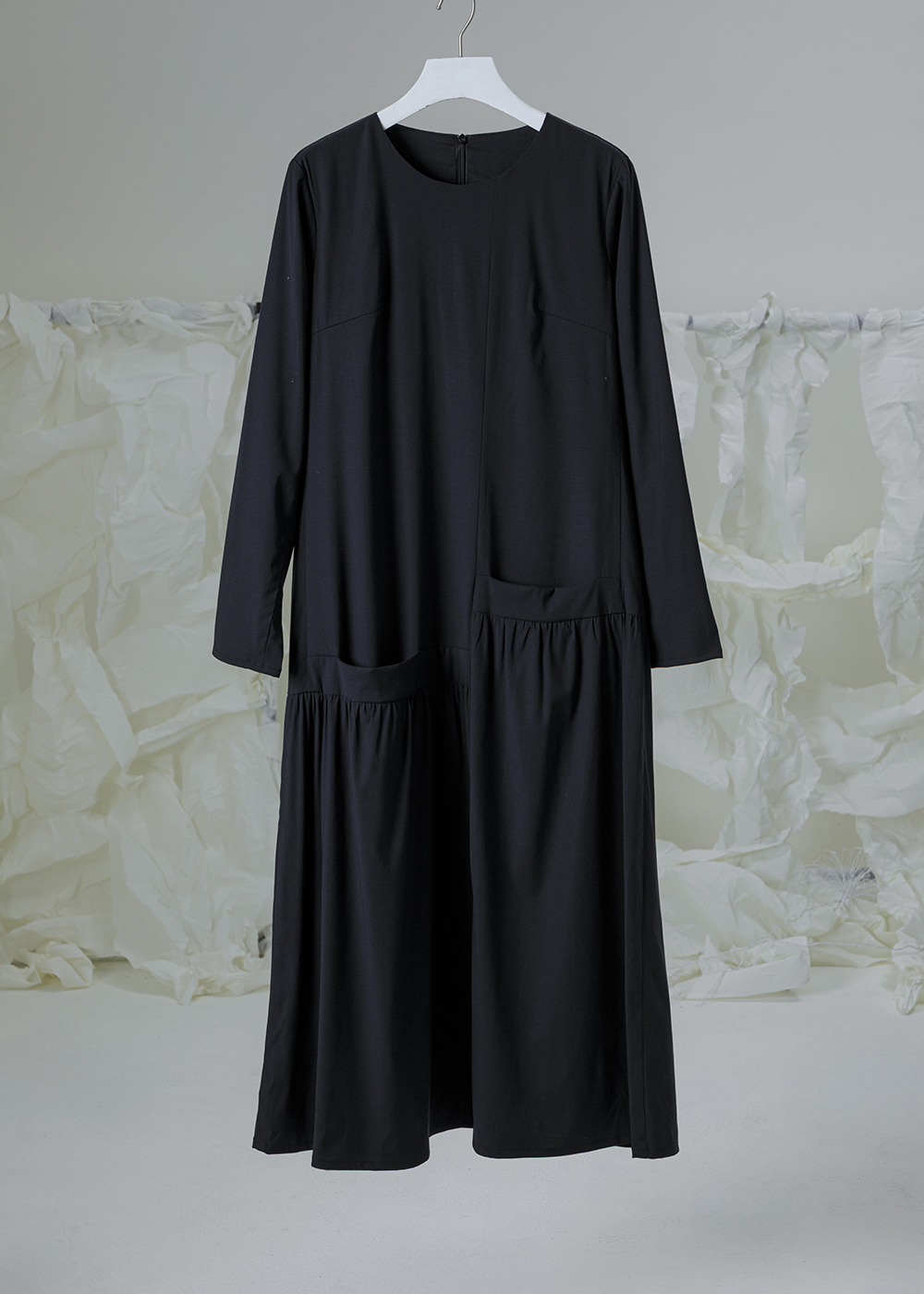 微瀾立裁抽皺長洋裝