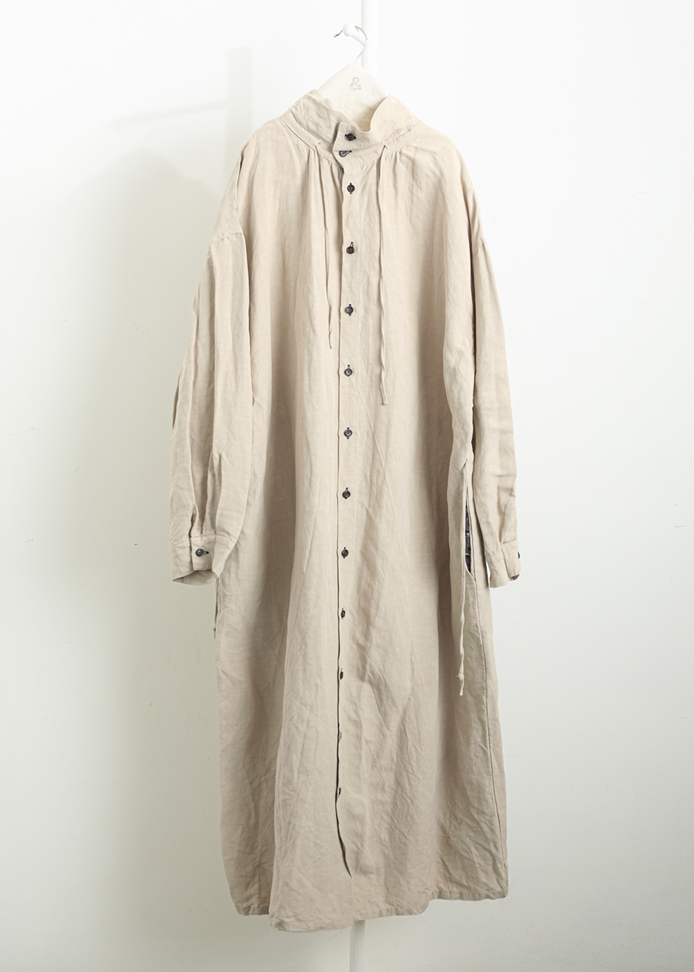 慵懶立領抽繩長洋裝