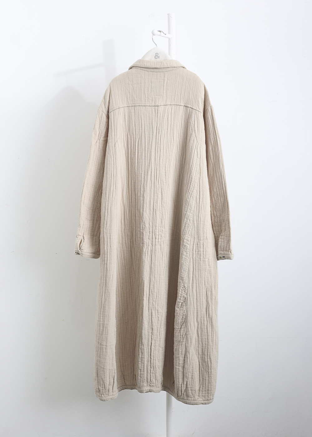 漫步竹節繡線襯衫長洋裝