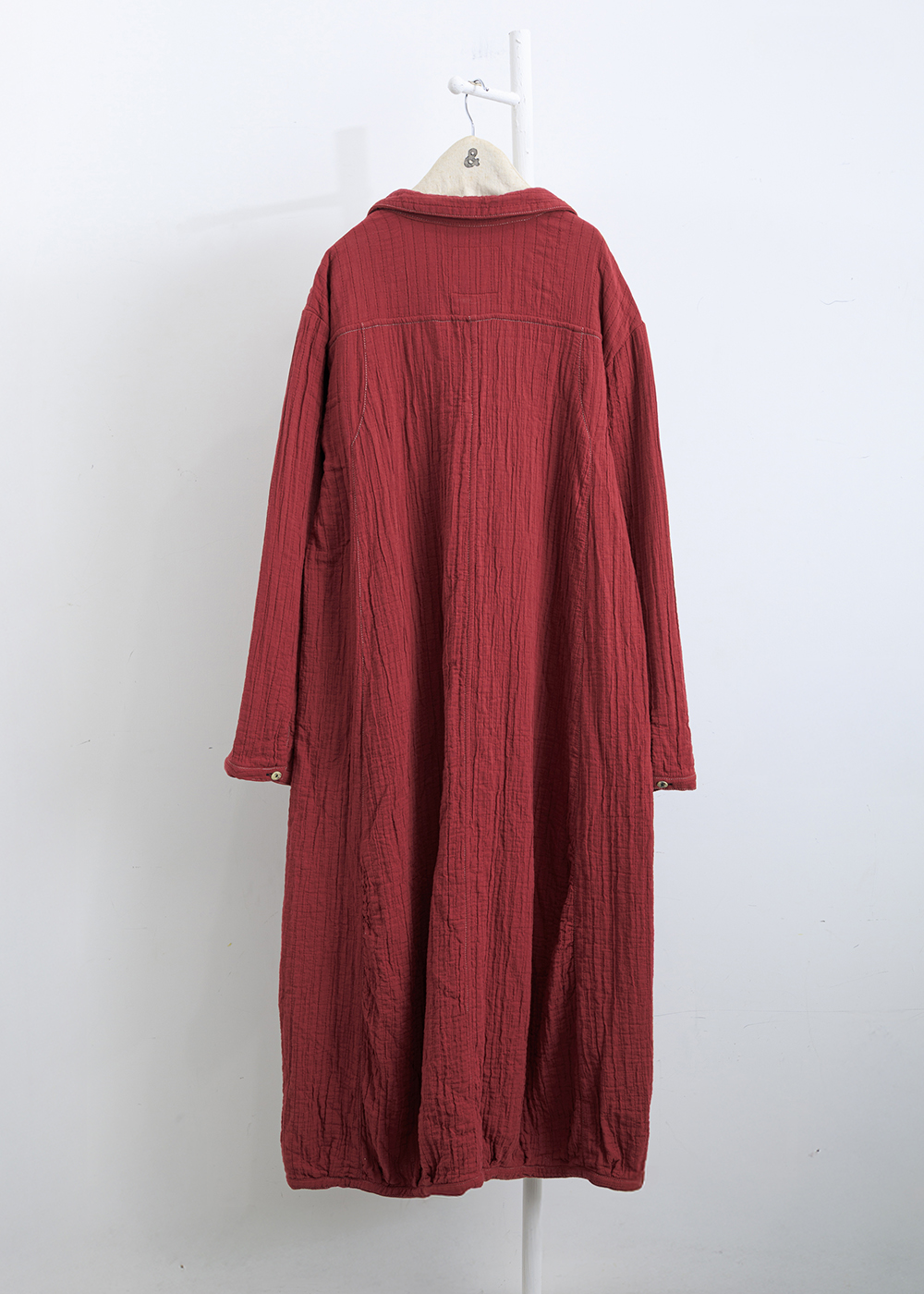 漫步竹節繡線襯衫長洋裝