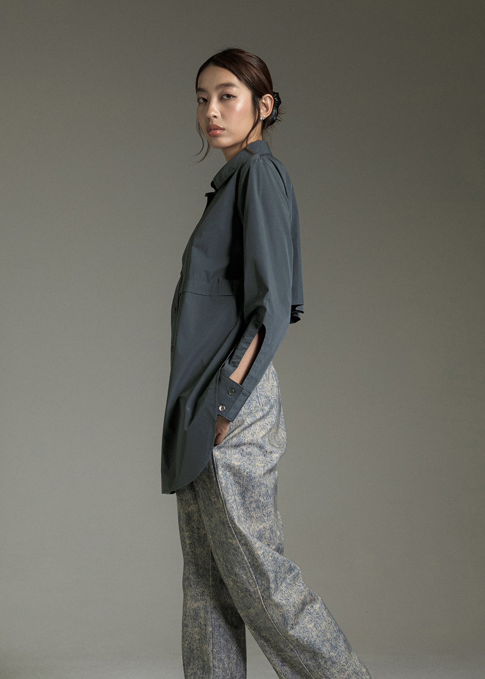 前長後短翻片襯衫