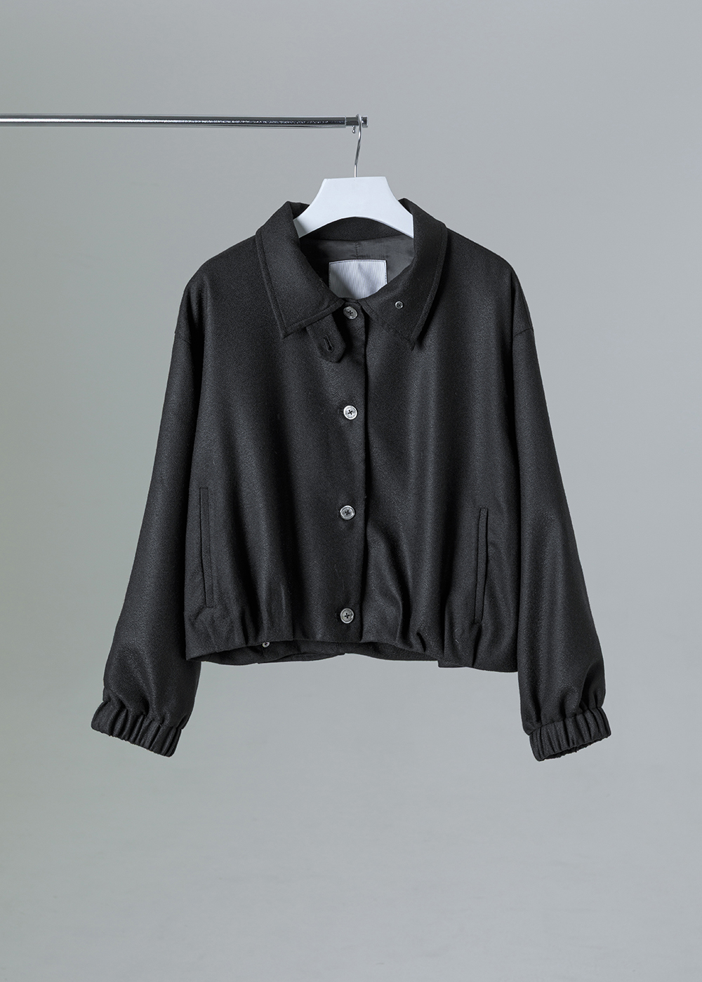 霧砂立領短版保暖外套