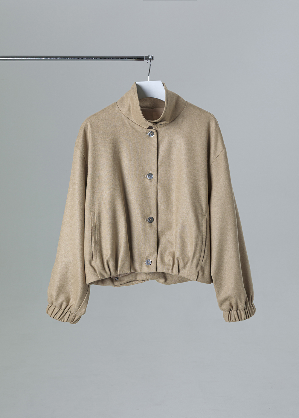 霧砂立領短版保暖外套