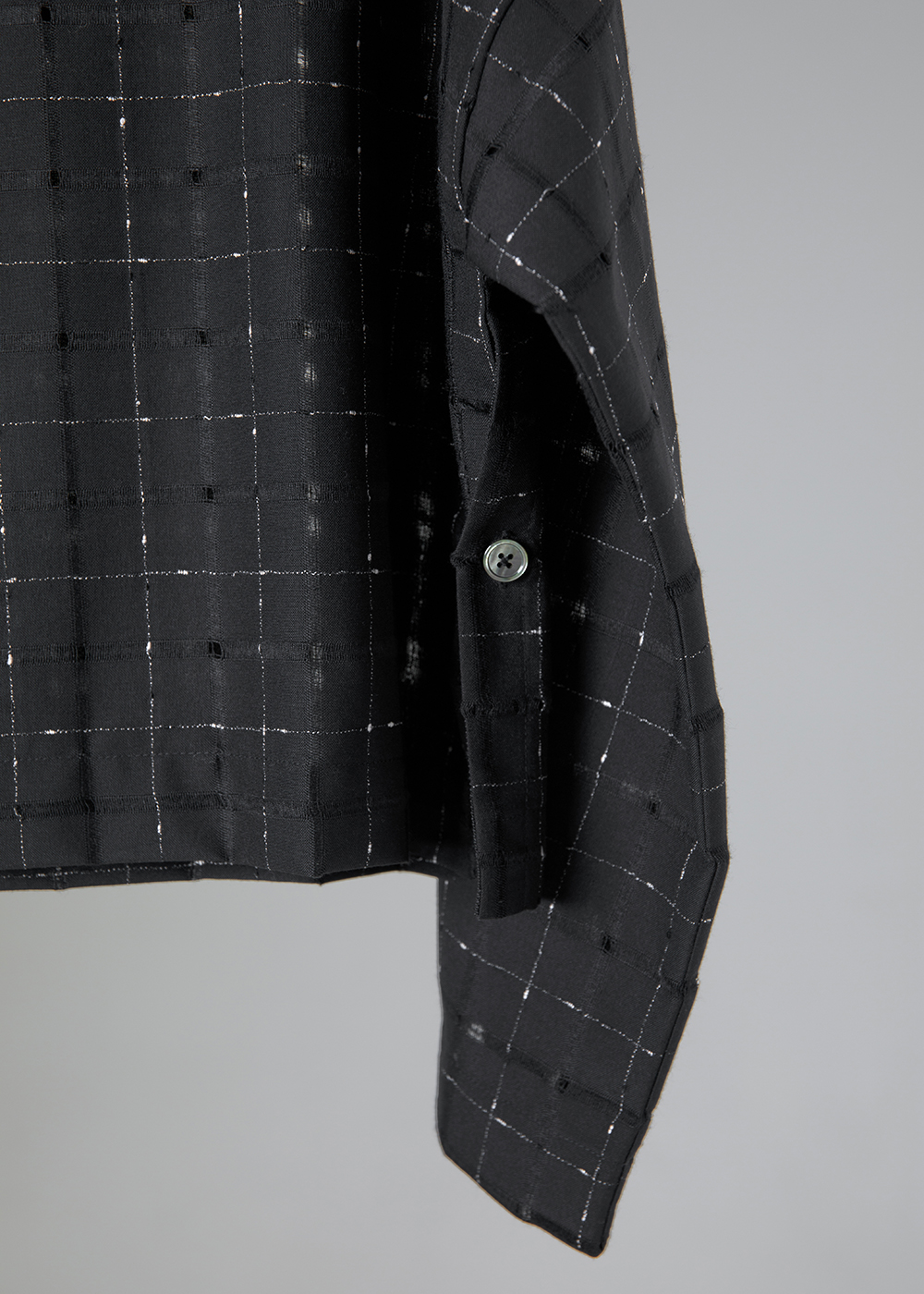 格紋織理寬袖上衣