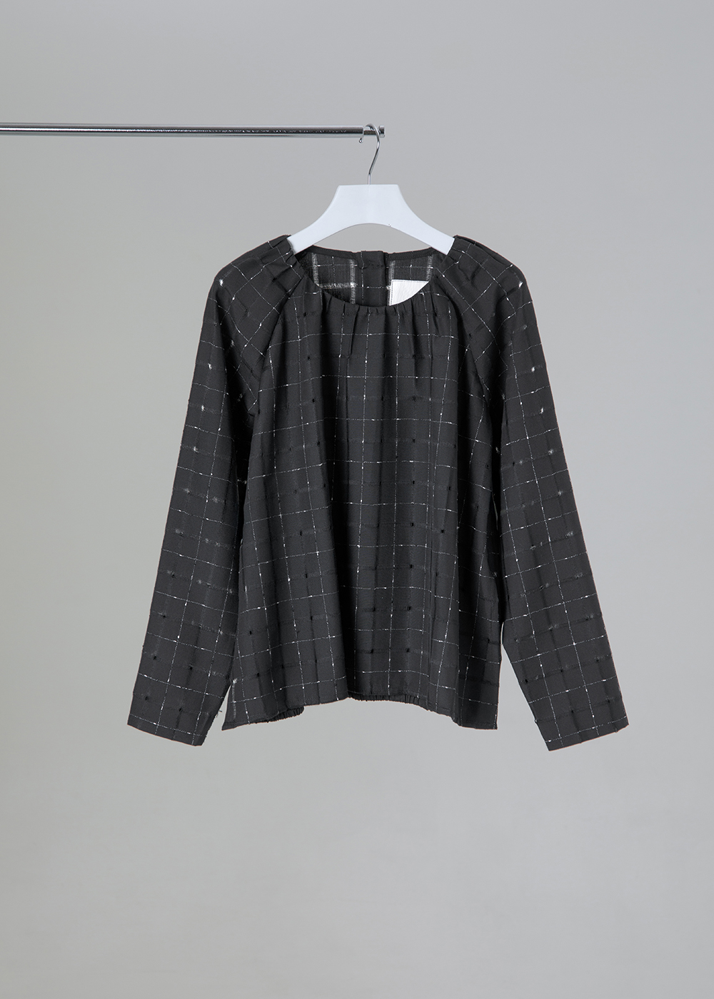格紋織理插肩袖上衣  