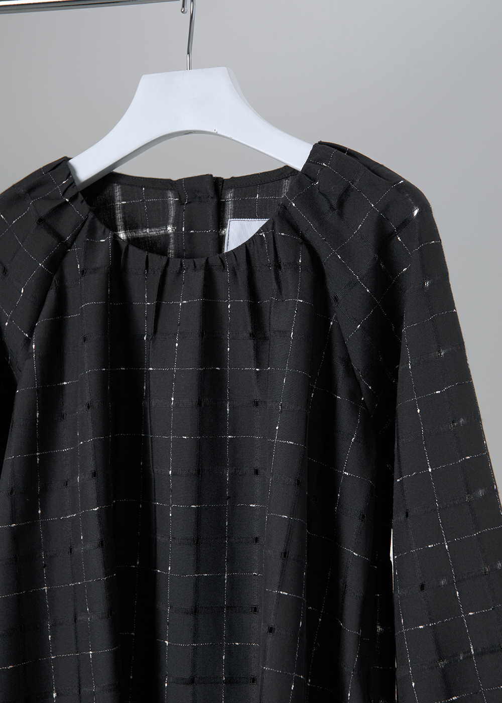 格紋織理插肩袖上衣  