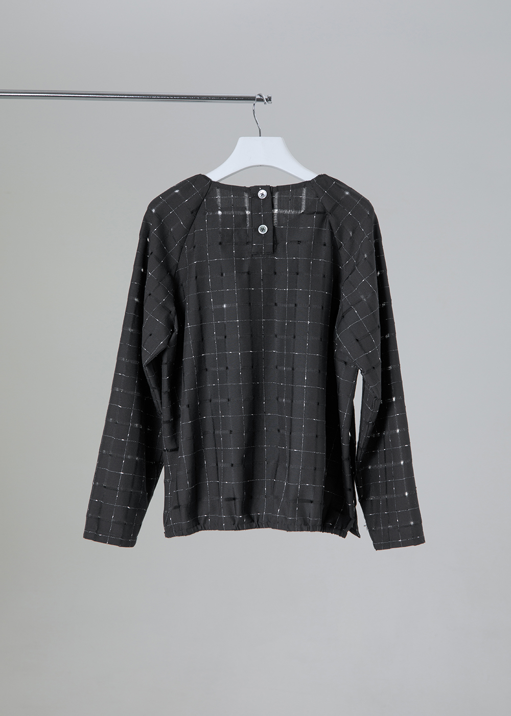 格紋織理插肩袖上衣  