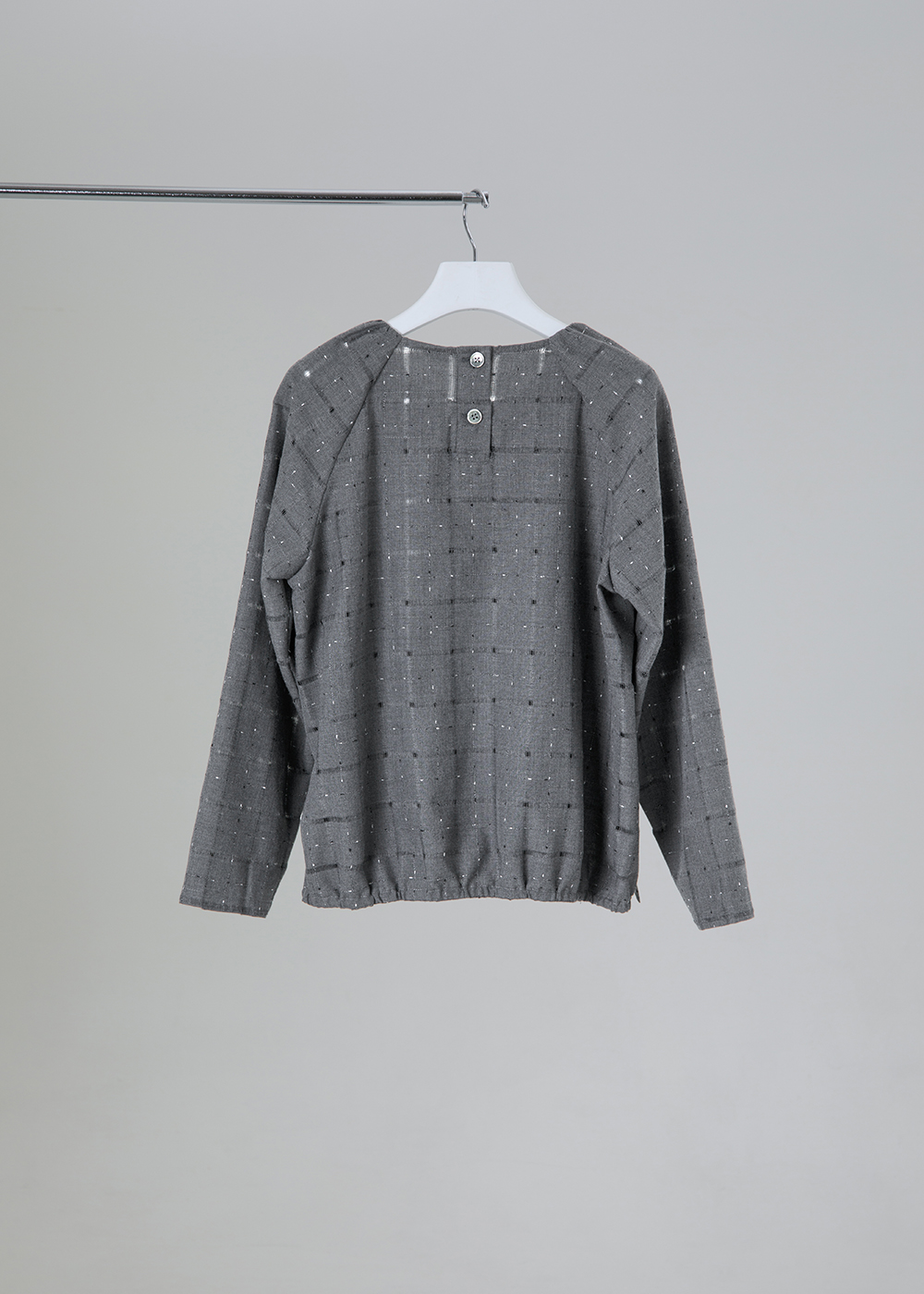 格紋織理插肩袖上衣  