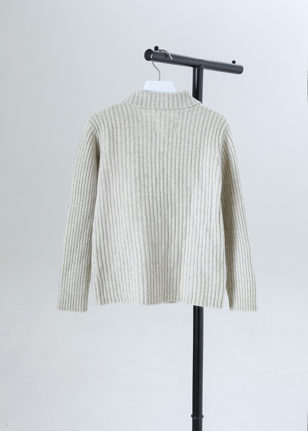 襯衫領羅紋開襟羊毛外套