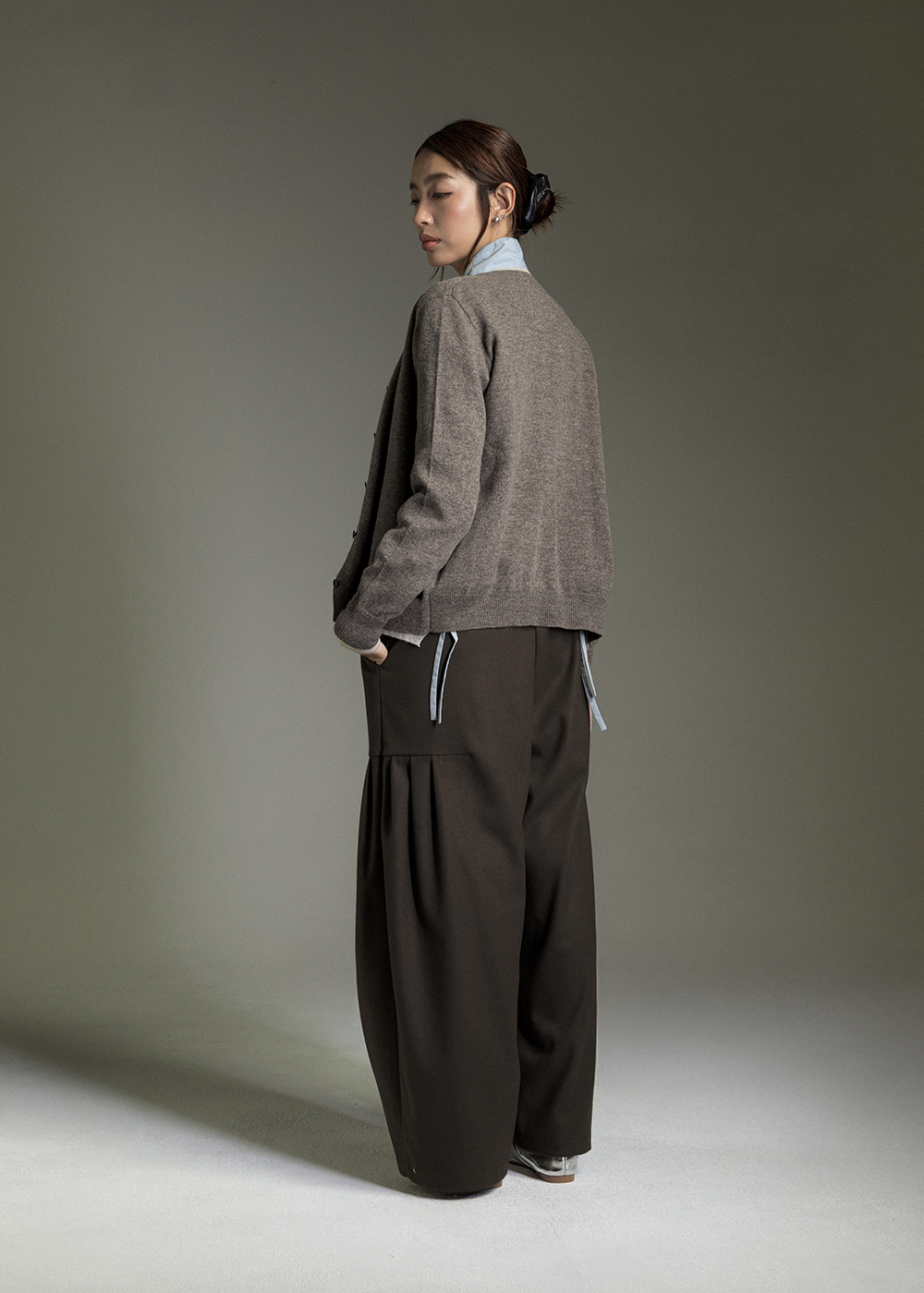  跳色滾邊開襟針織外套