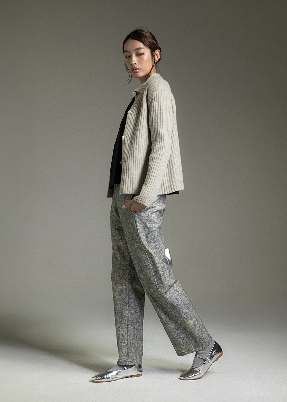 墨韻暈染牛仔長褲