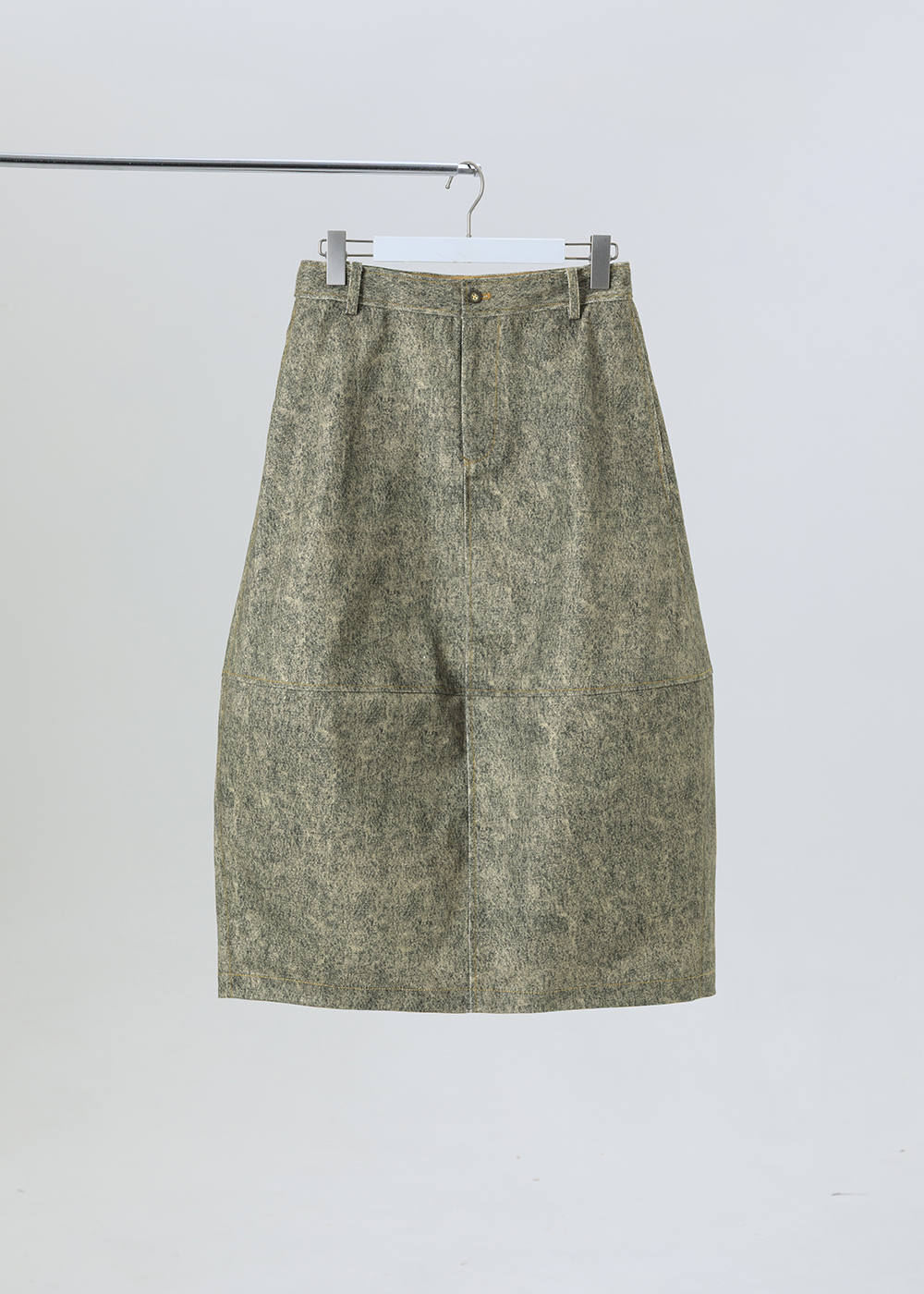 墨韻暈染橫向剪接微繭裙