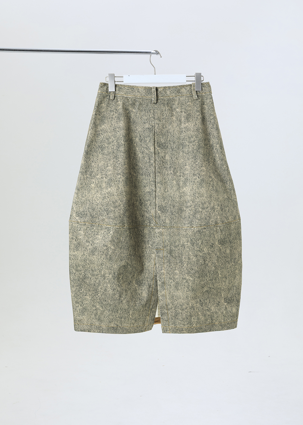 墨韻暈染橫向剪接微繭裙