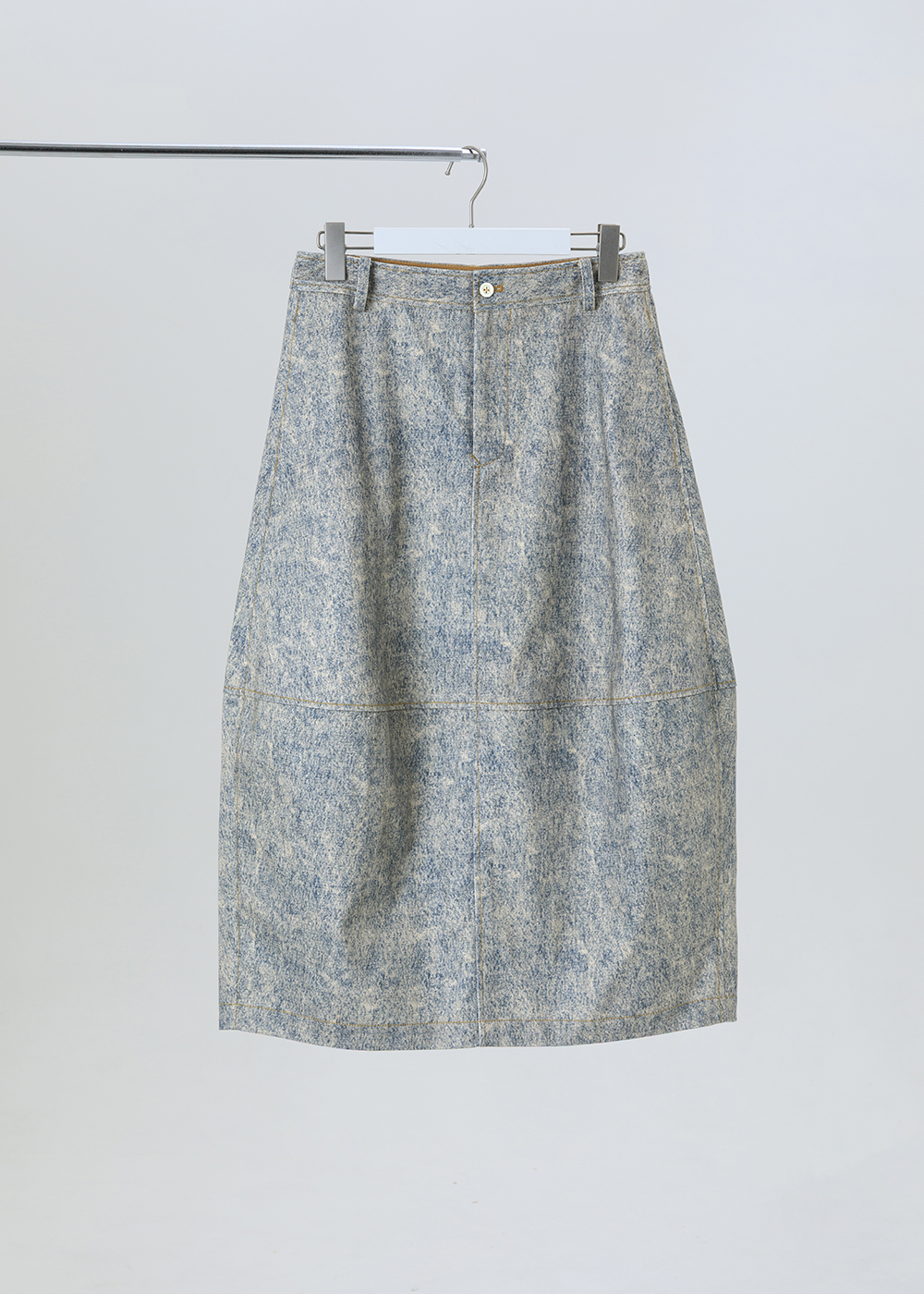 墨韻暈染橫向剪接微繭裙