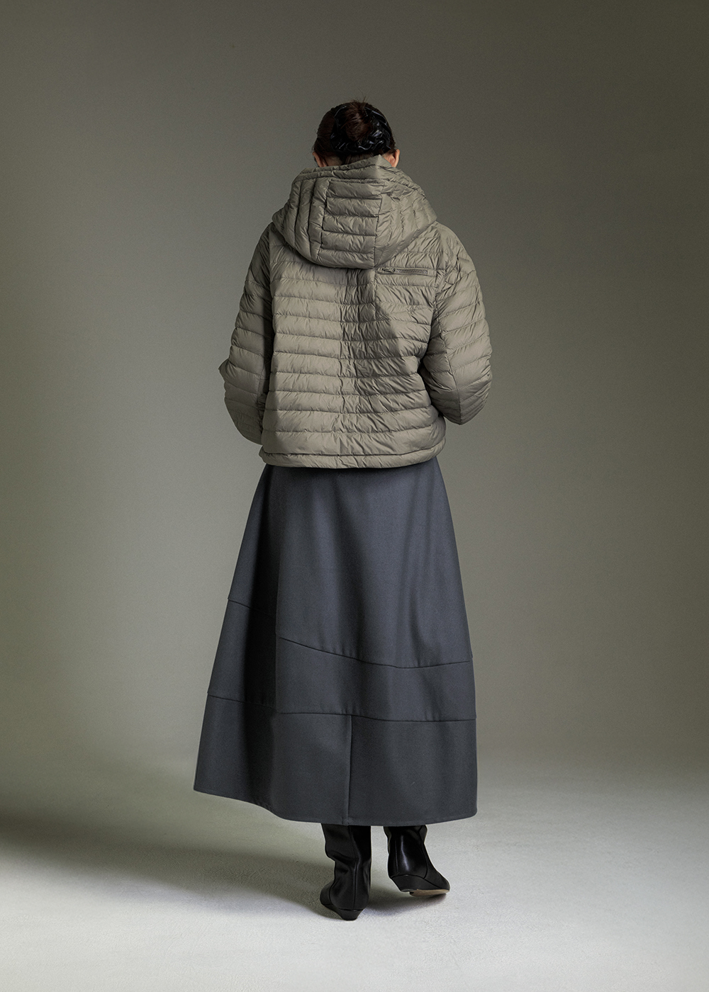 波紋不對稱拼接A字裙