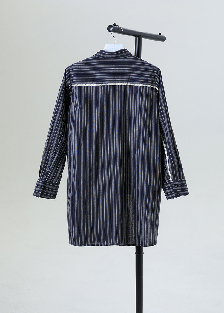 Asymmetric color-block striped shirt