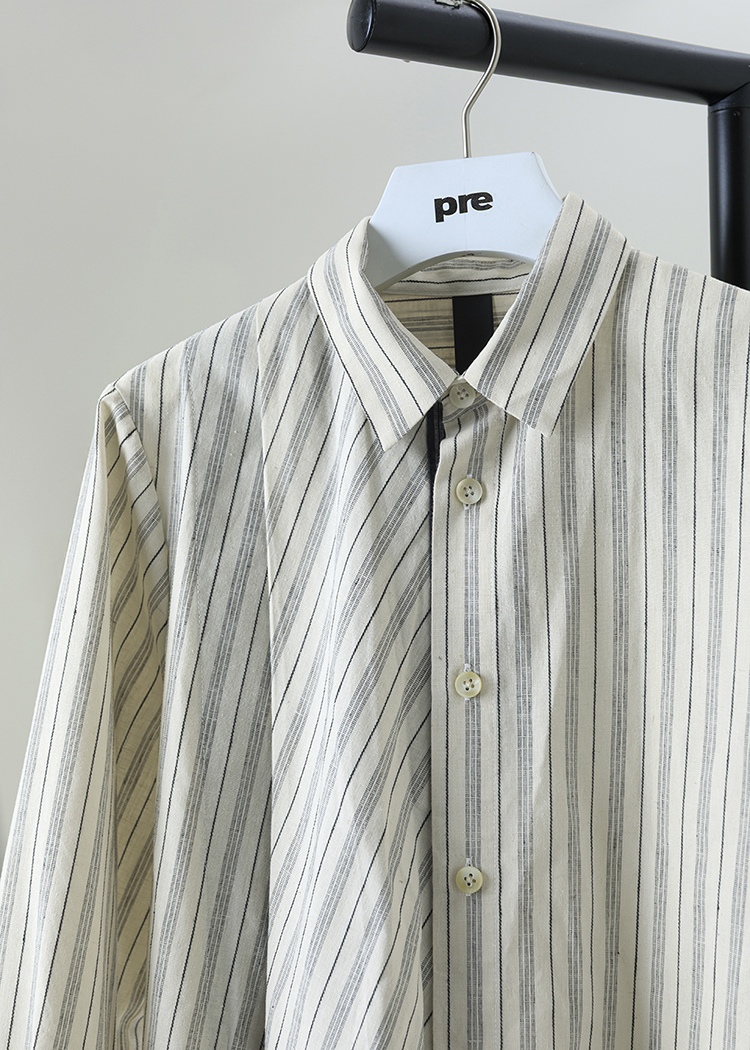 Asymmetric color-block striped shirt