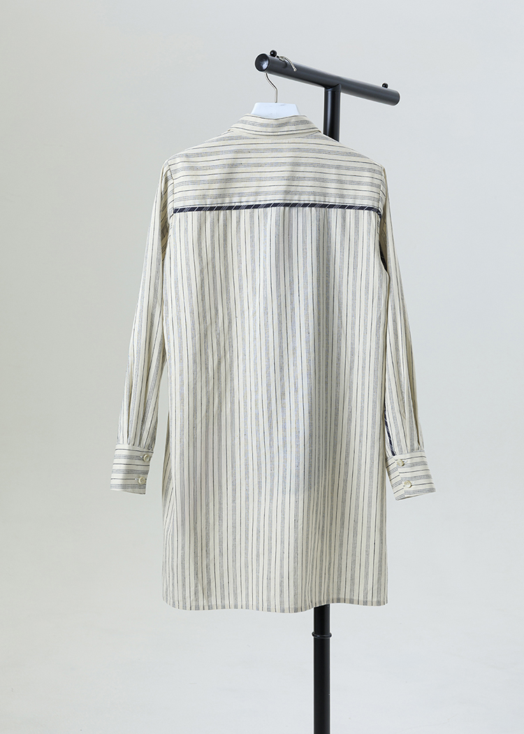 Asymmetric color-block striped shirt