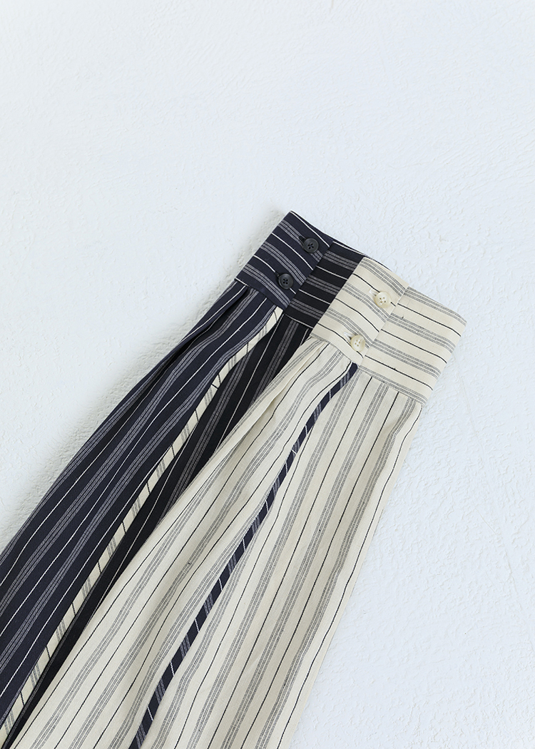 Asymmetric color-block striped shirt