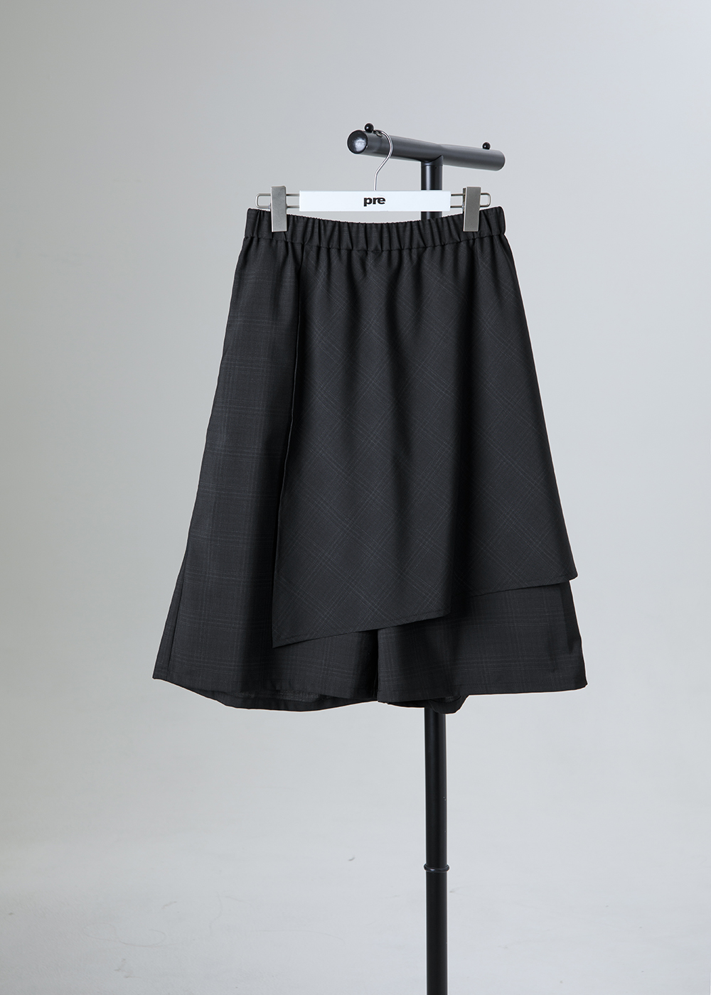 不對稱暗格紋疊片寬褲