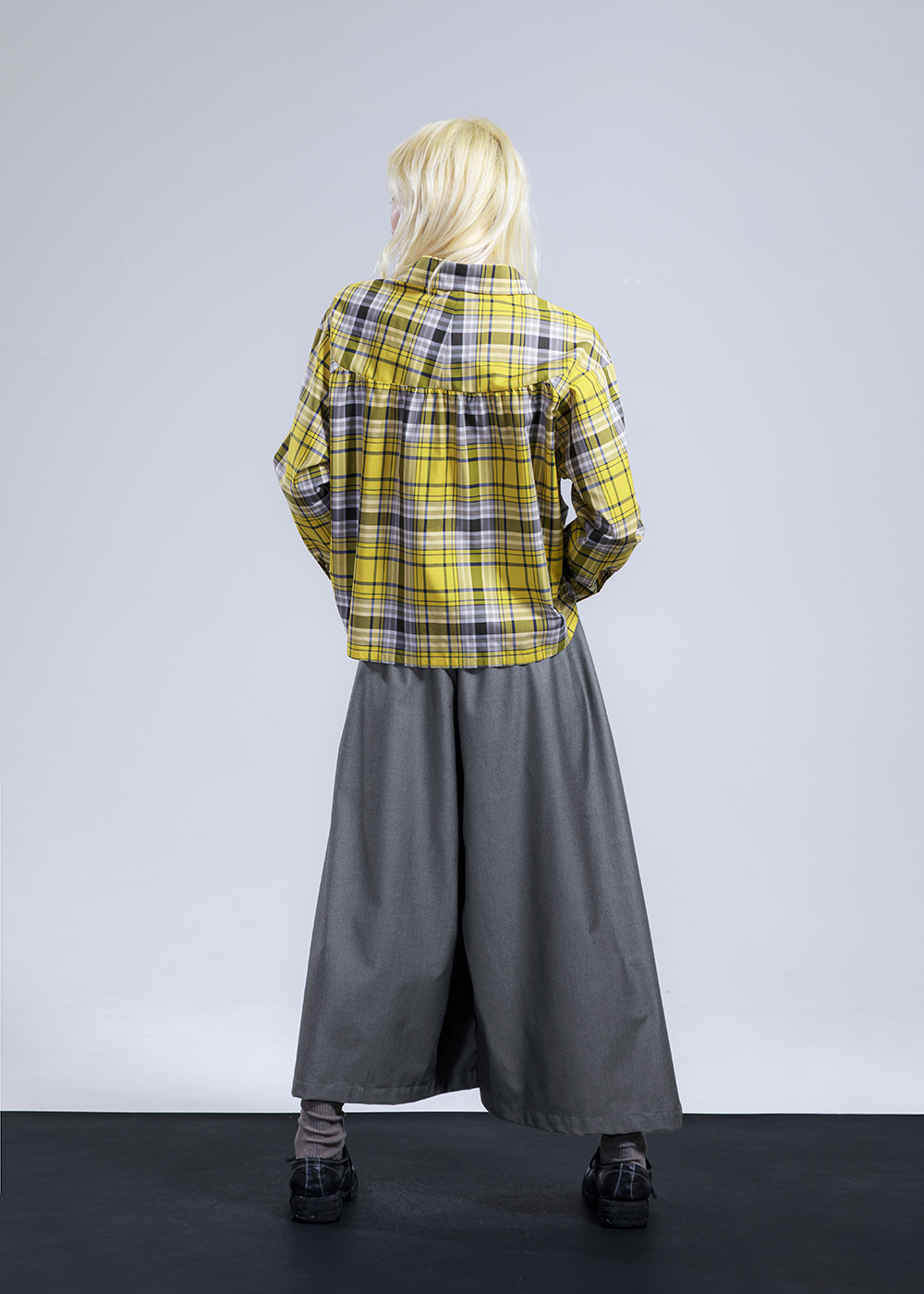 右落片波浪長寬褲