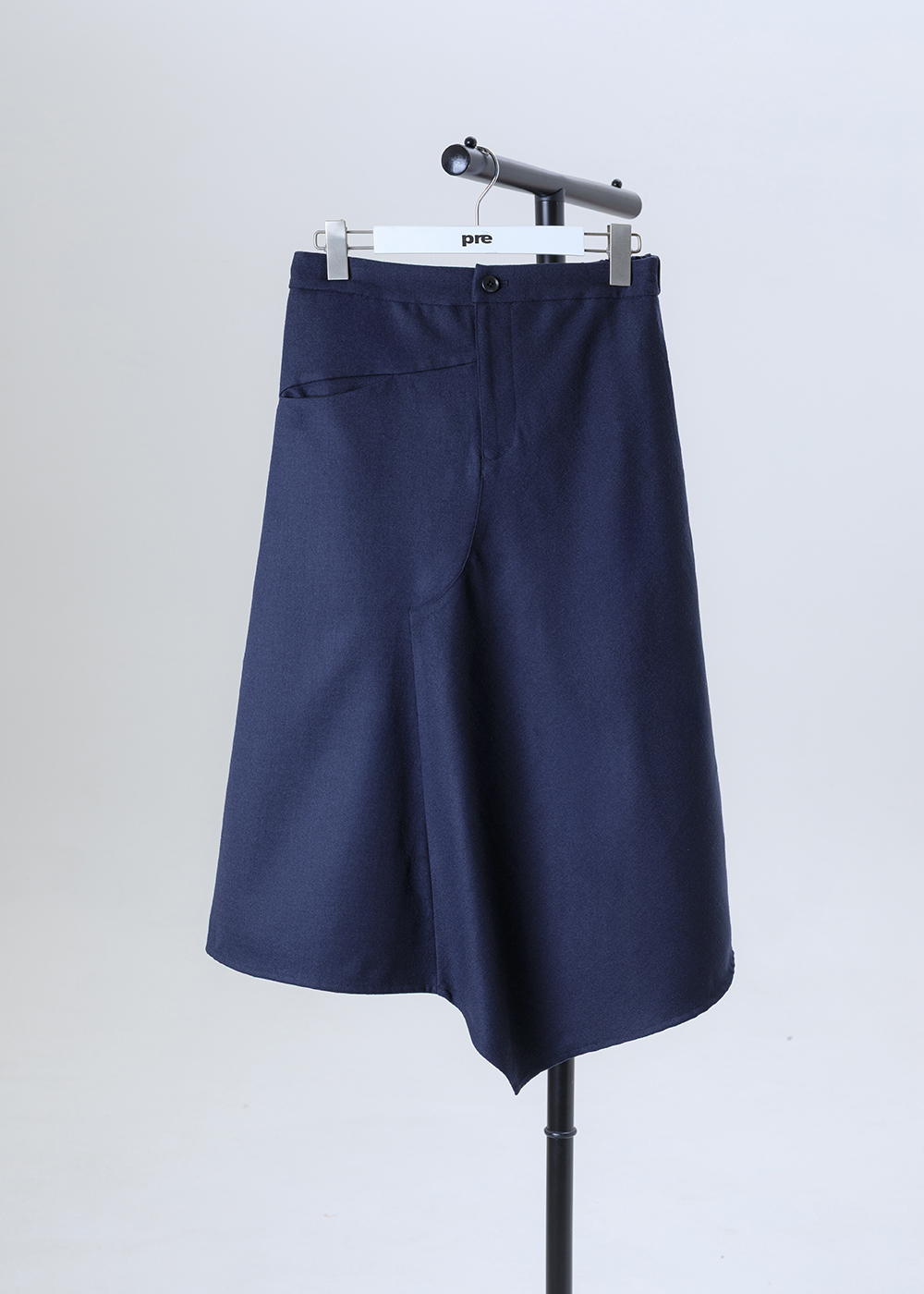 毛料墨影不對稱解構拼接半身裙