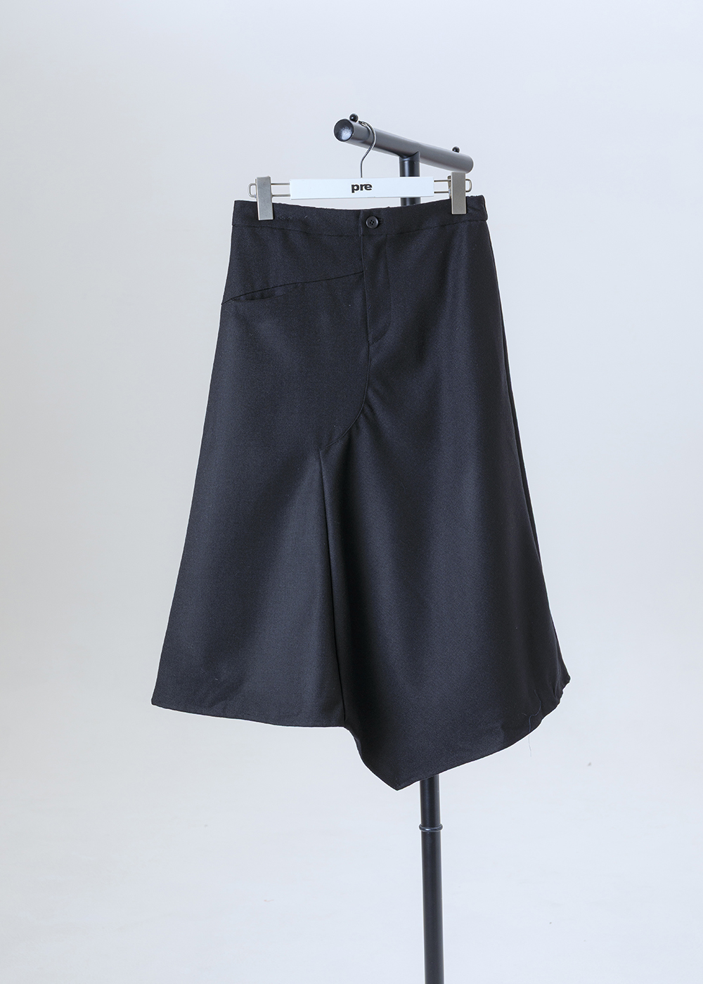 毛料墨影不對稱解構拼接半身裙