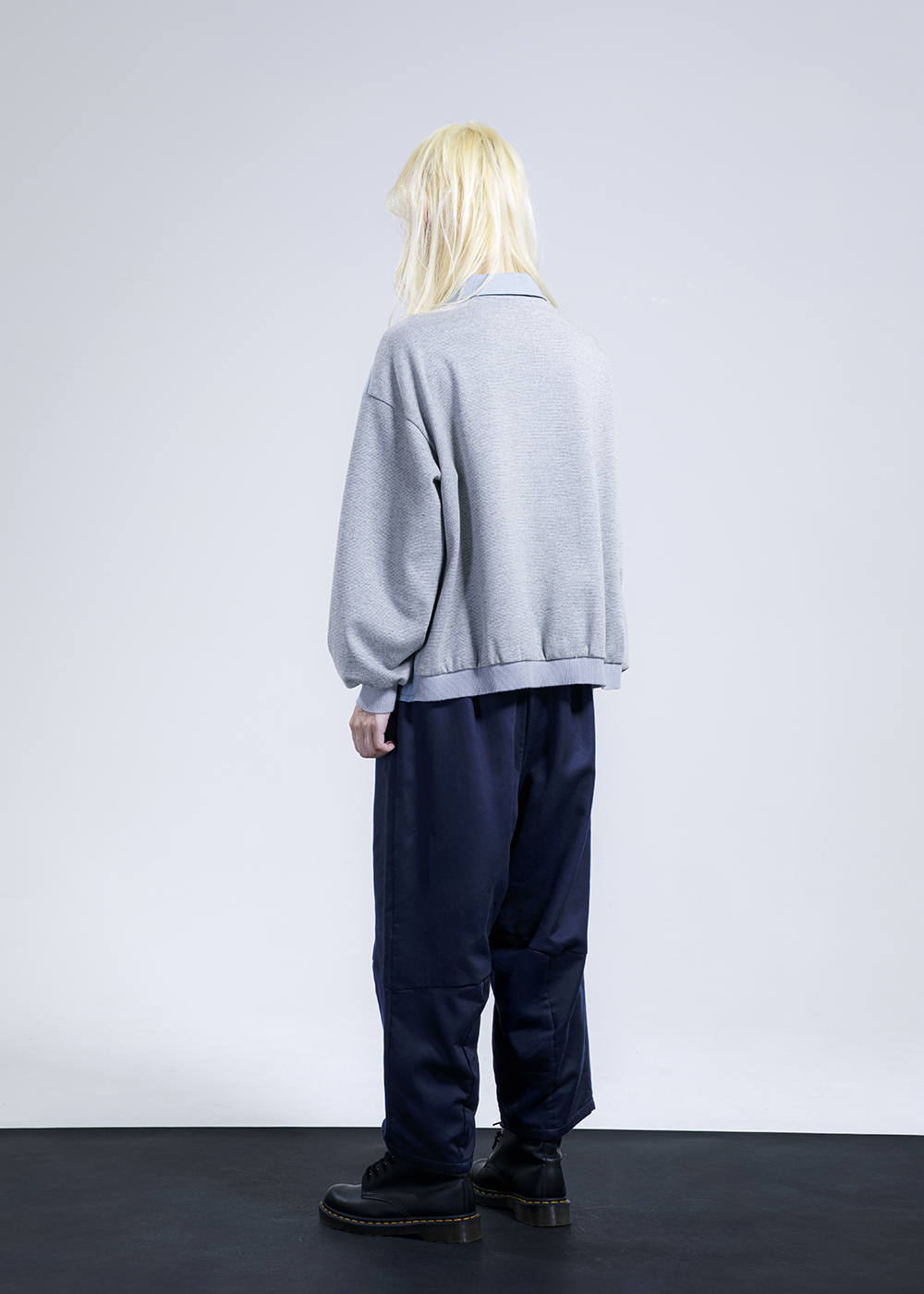 靜霧襯領羅袖拼接上衣