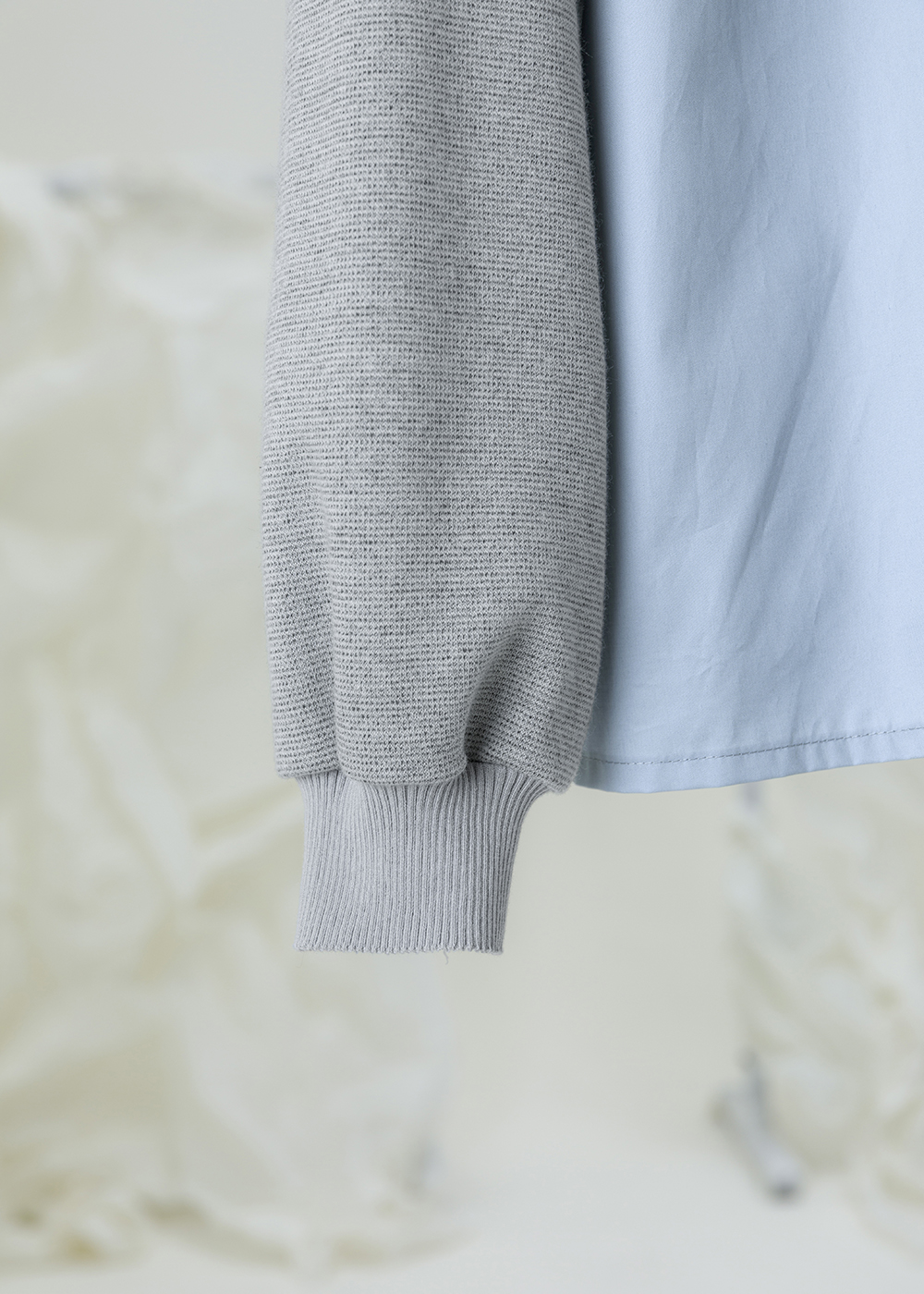 靜霧襯領羅袖拼接上衣