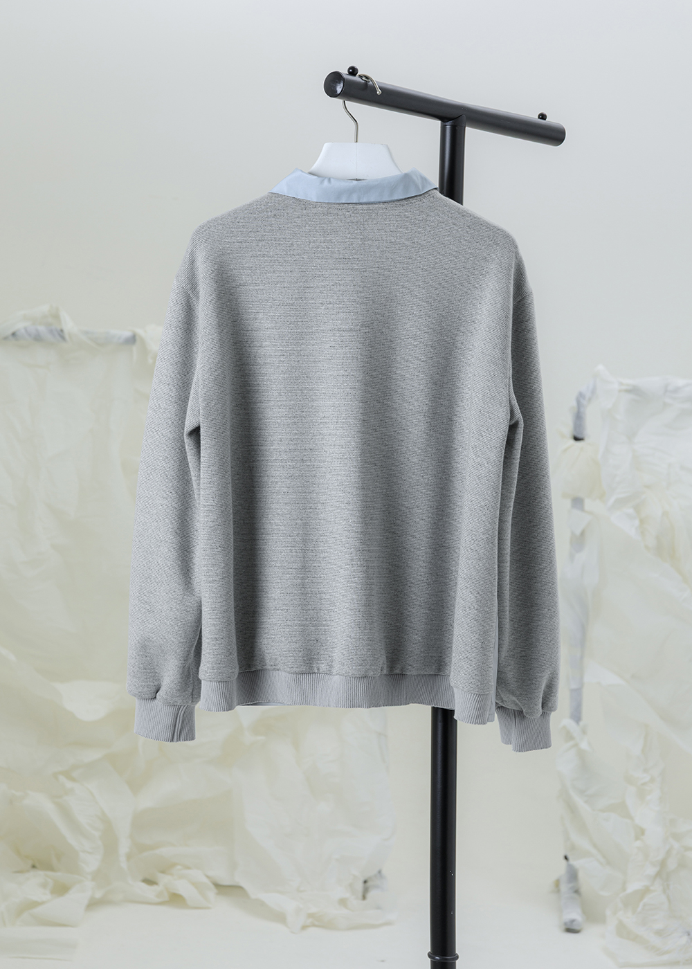 靜霧襯領羅袖拼接上衣