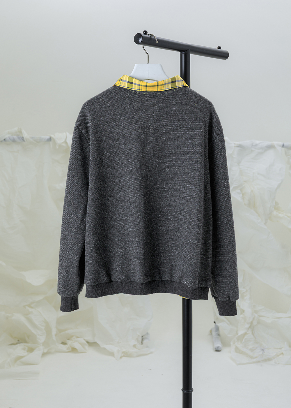 靜霧襯領羅袖拼接上衣