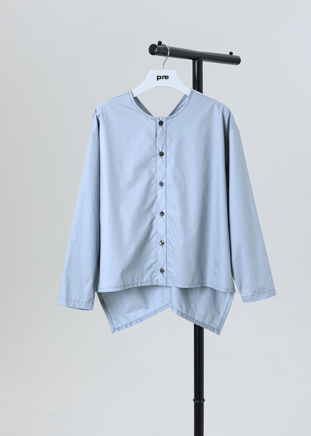 垂序落片拼接開襟襯衫