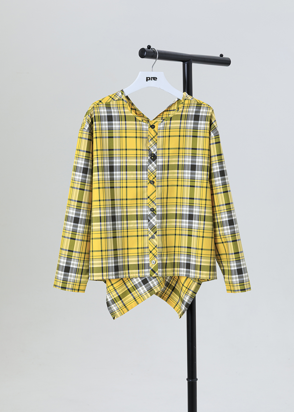 垂序落片拼接開襟襯衫