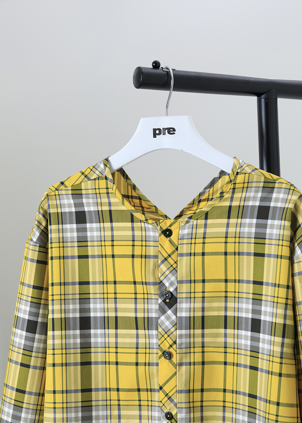 垂序落片拼接開襟襯衫