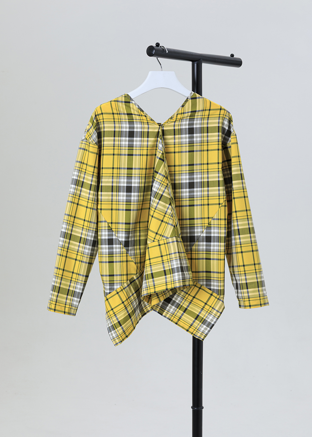 垂序落片拼接開襟襯衫