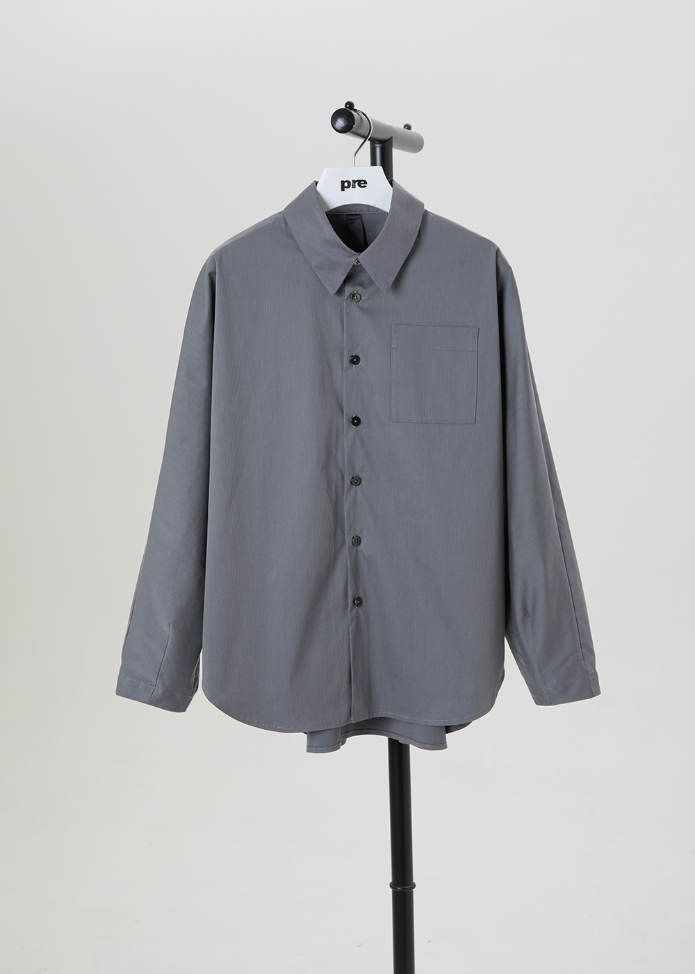 貼袋活褶長袖襯衫 