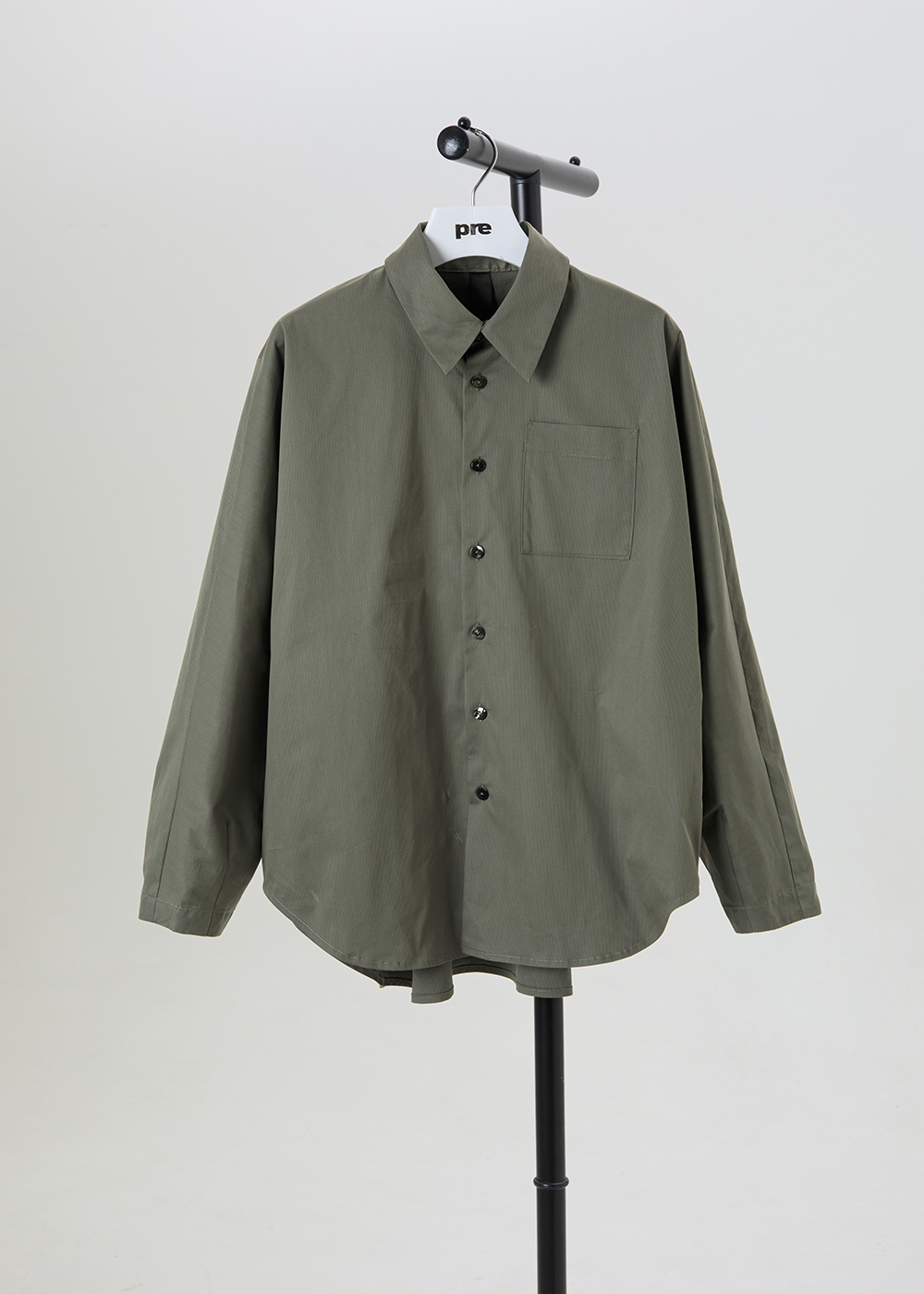 貼袋活褶長袖襯衫 