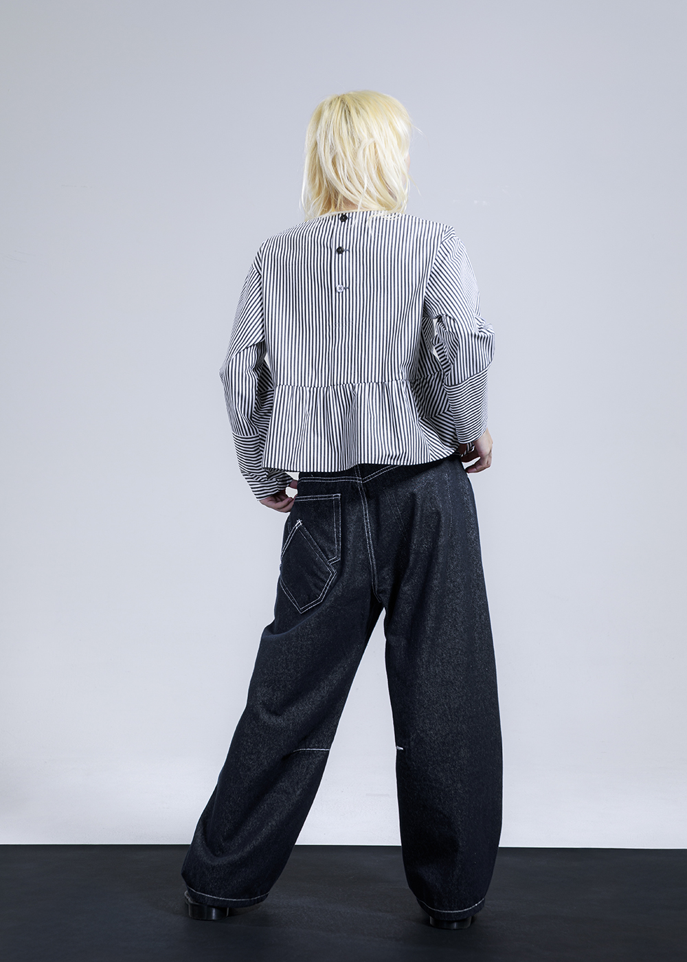 雙層荷葉細紋上衣