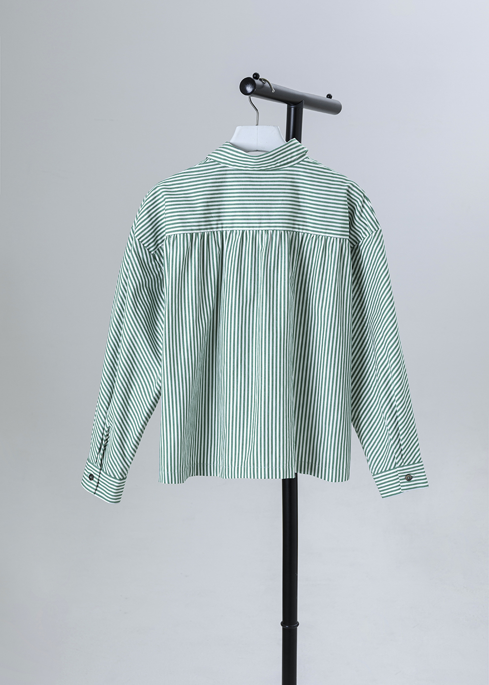 錯置條紋活褶襯衫