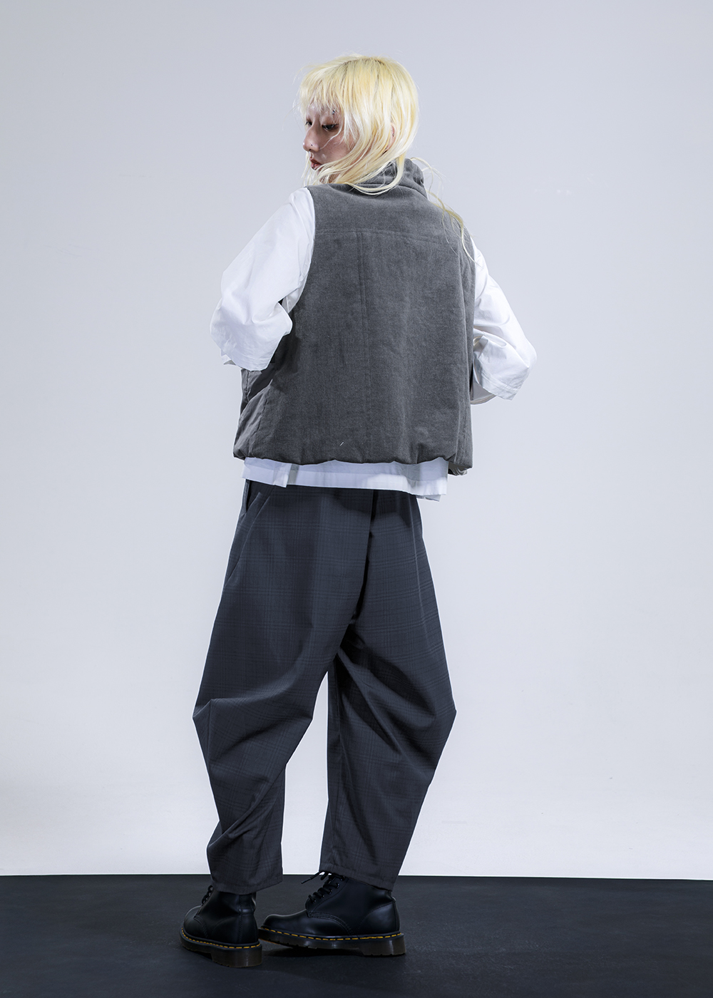 雙材質立領鋪棉背心