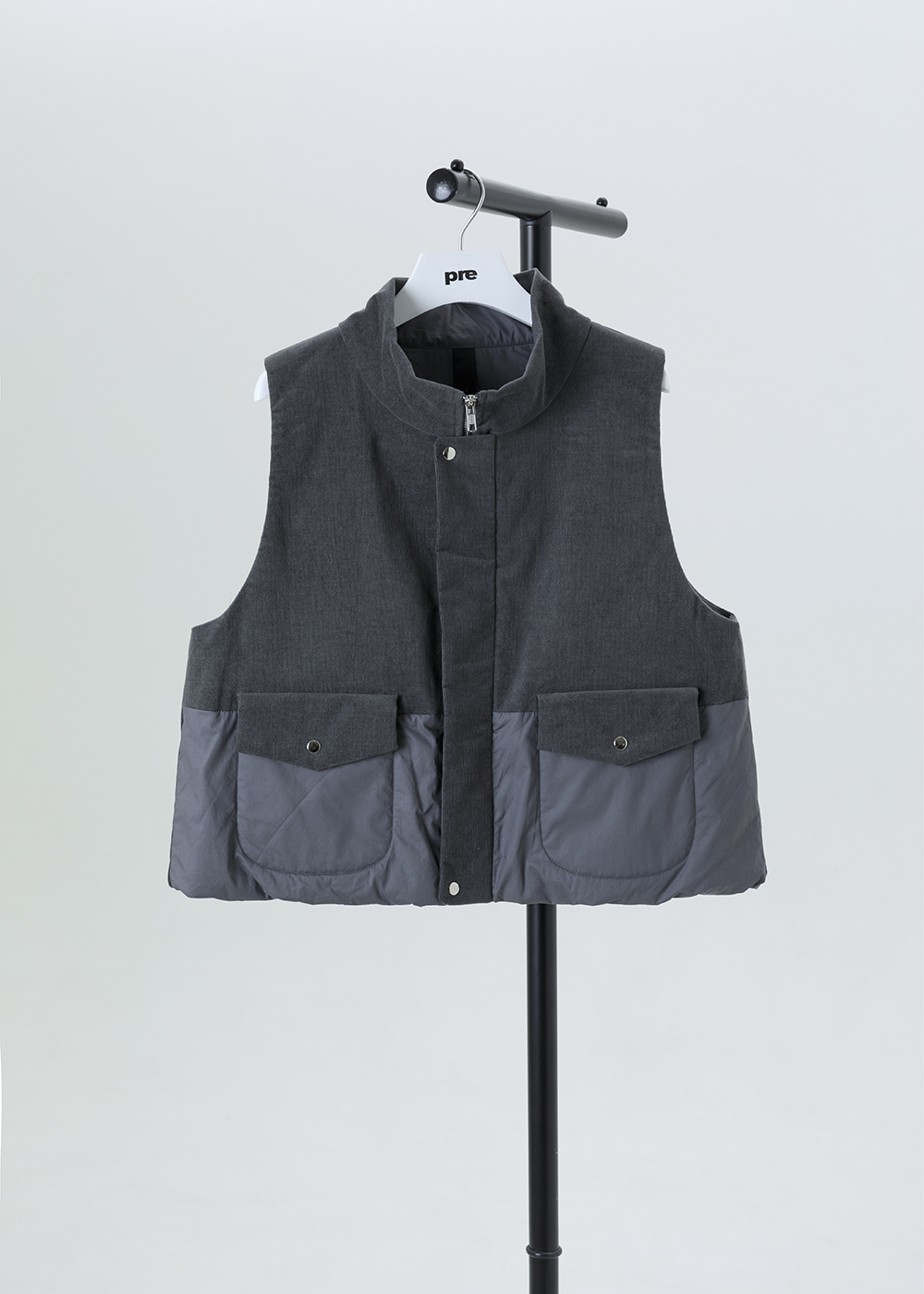 雙材質立領鋪棉背心