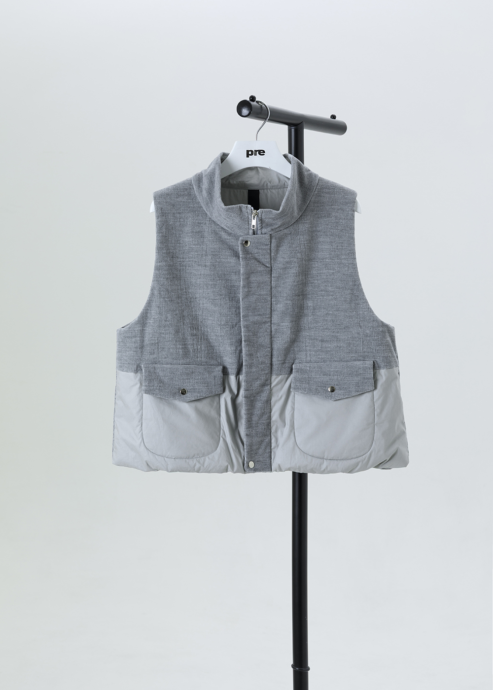 雙材質立領鋪棉背心