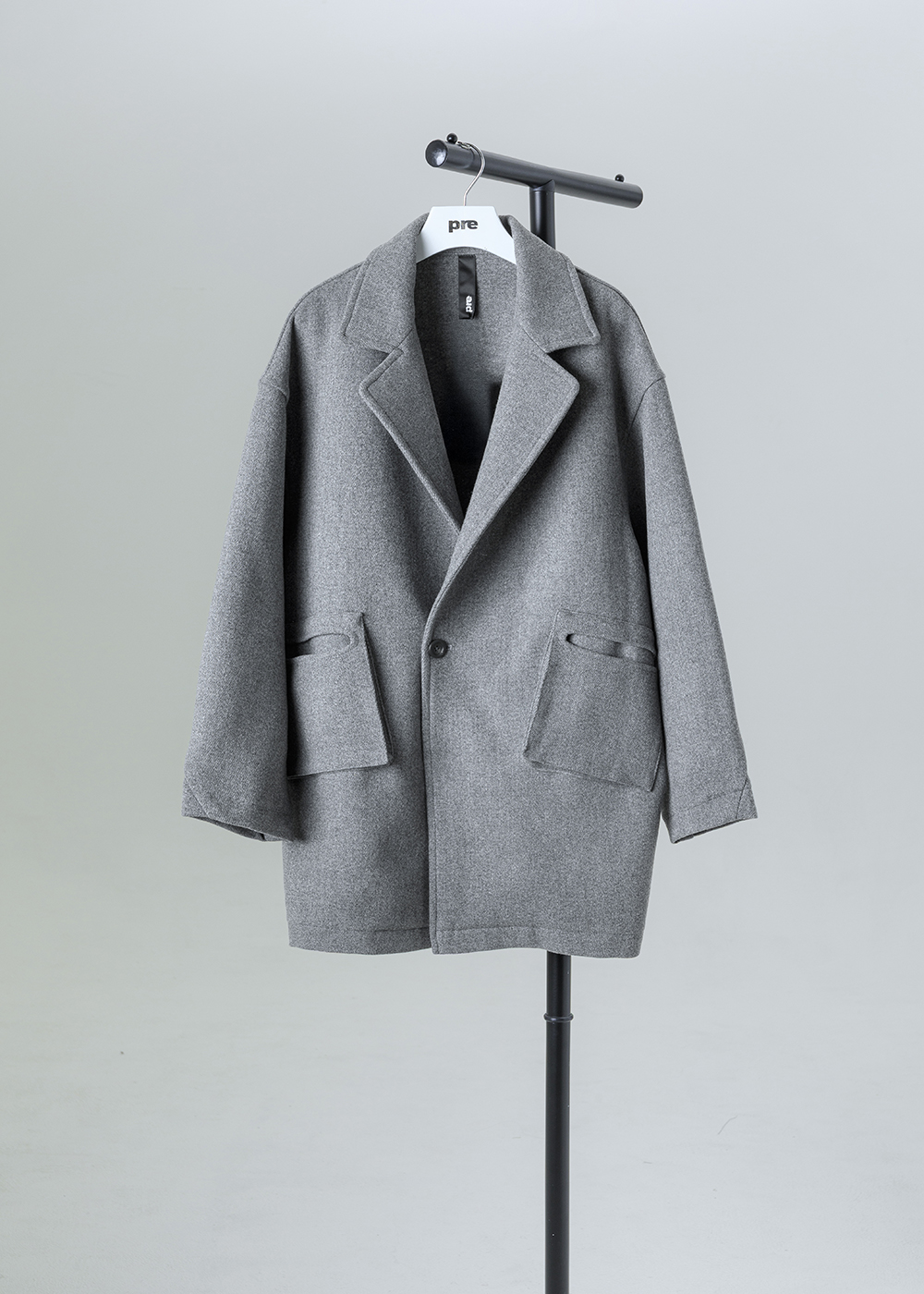 序層毛呢混紡落肩寬版外套