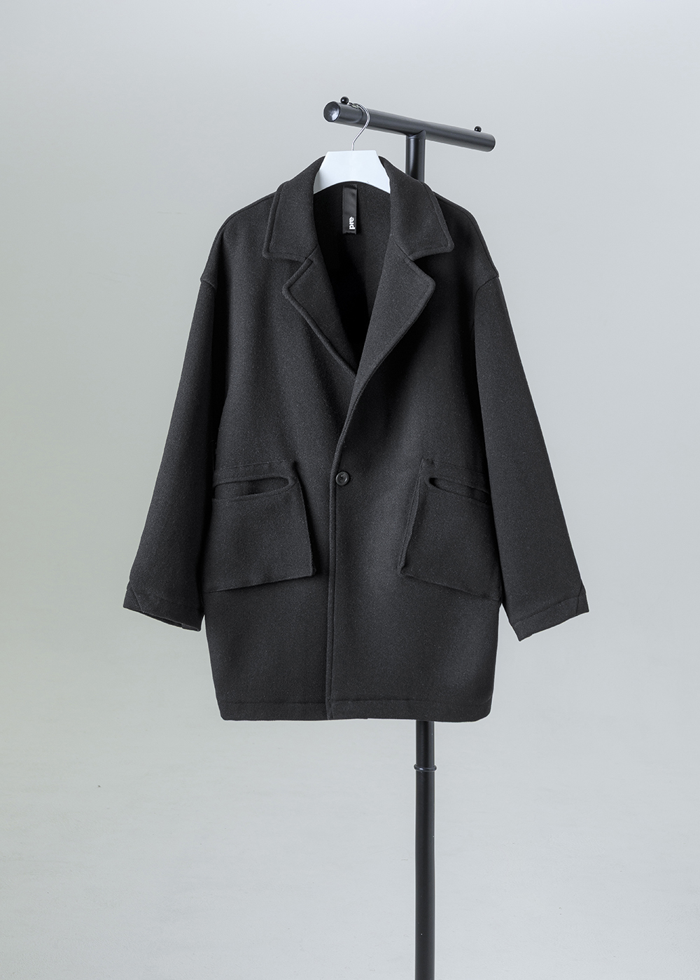 序層毛呢混紡落肩寬版外套