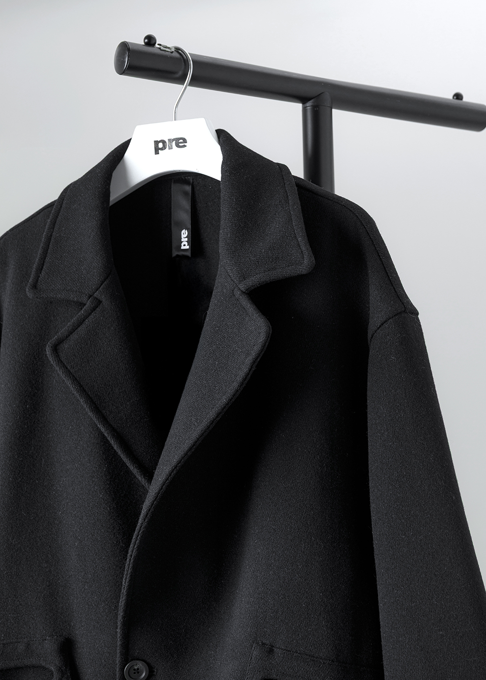 序層毛呢混紡落肩寬版外套