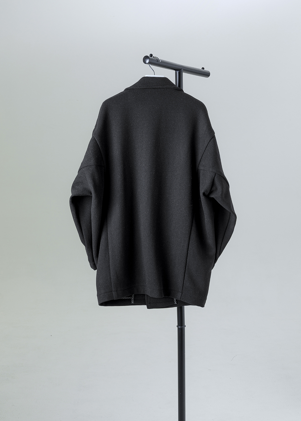 序層毛呢混紡落肩寬版外套