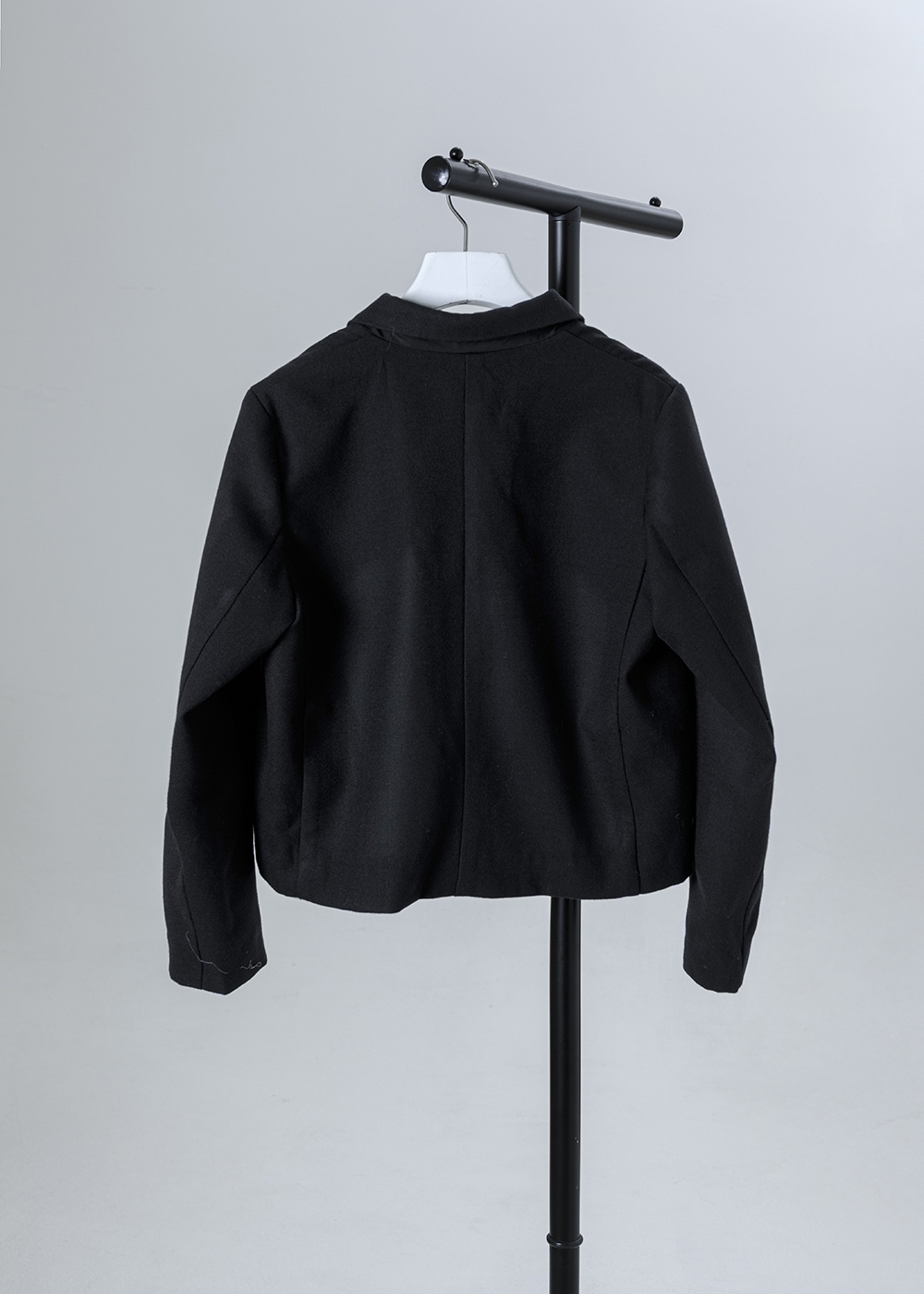 毛料不對稱片層短版西裝外套