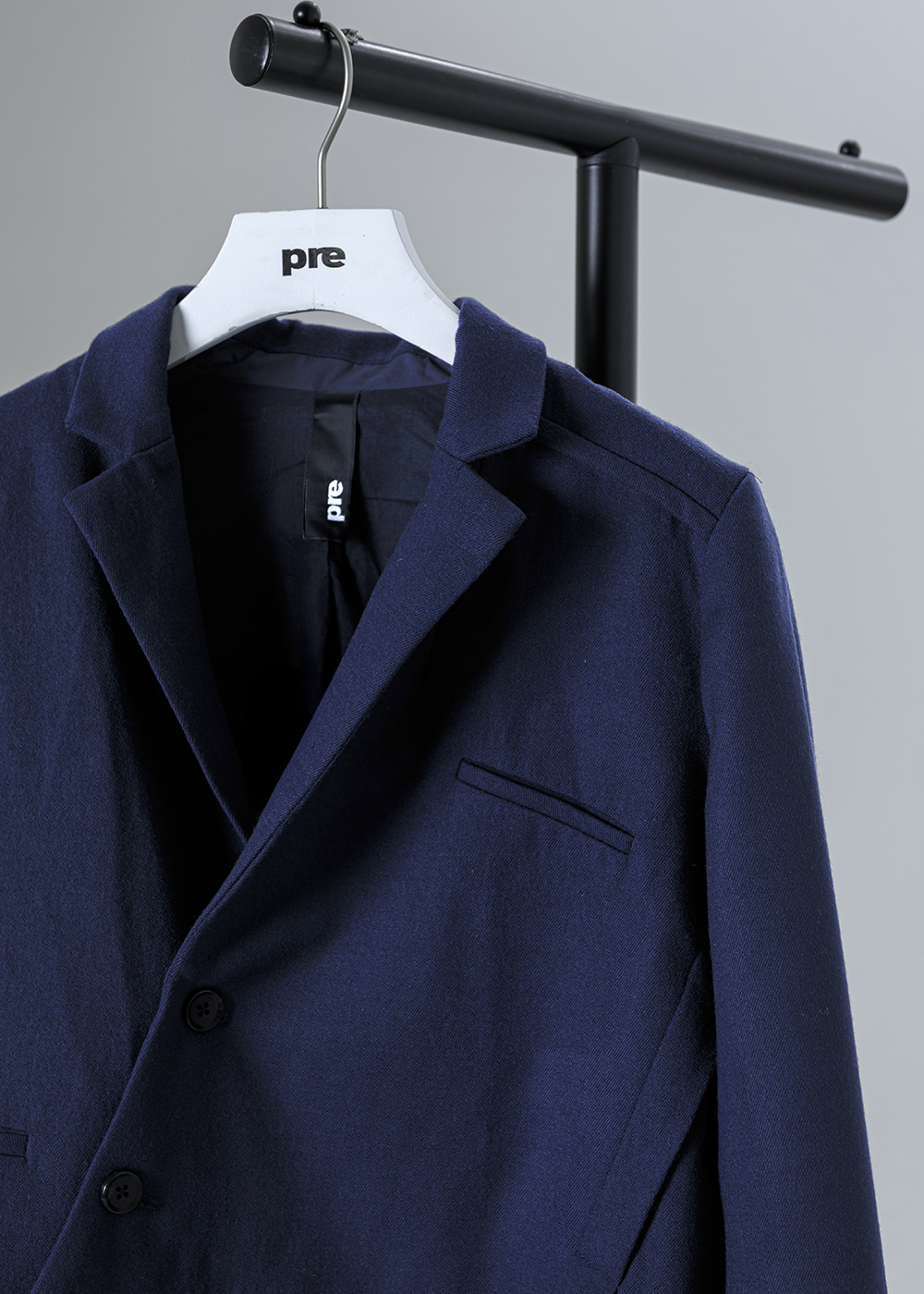 毛料不對稱片層短版西裝外套