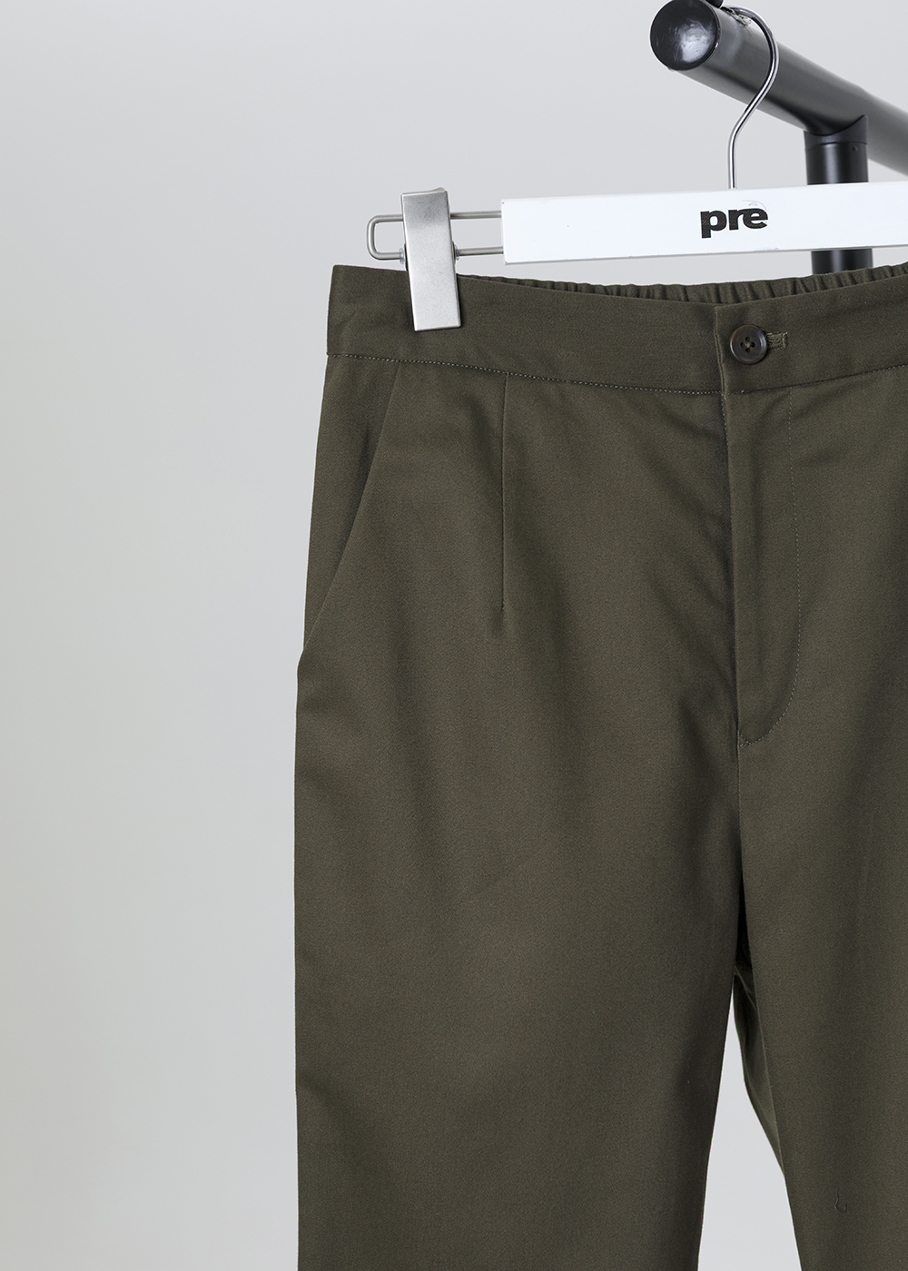 跳色開衩打褶長褲 