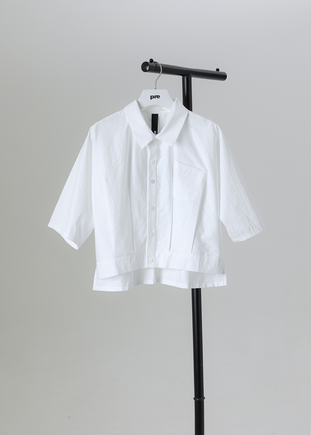 浮冰短版箱型寬袖襯衫